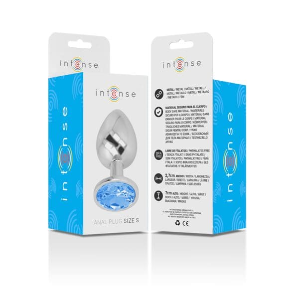INTENSE - ALUMINUM METAL ANAL PLUG WITH BLUE CRYSTAL SIZE S 7